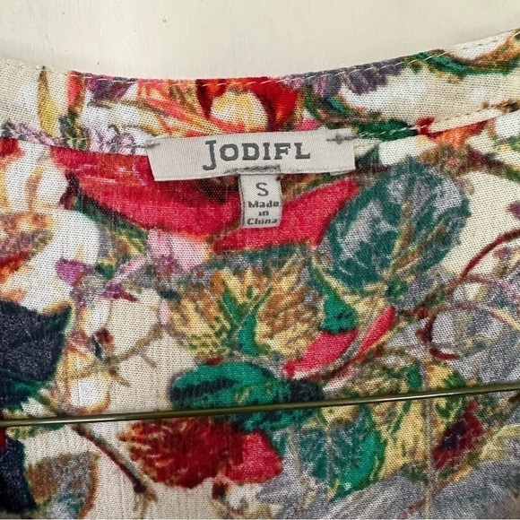 Jodifl Shirt Top Floral Draping Asymmetrical Fairy Feminine Red & Cream Size S - Picture 5 of 10